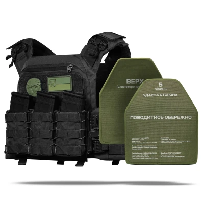 Бронежилет збільшений 5 класу (PRO). Вага 7 кг. Керамічні бронеплити 3.38 кг. Чорний