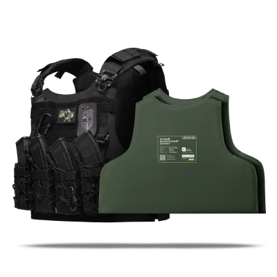 Бойовий бронежилет IBV-1. Вага 3.6 кг. Збільшена площа захисту. Чорний. L/XL