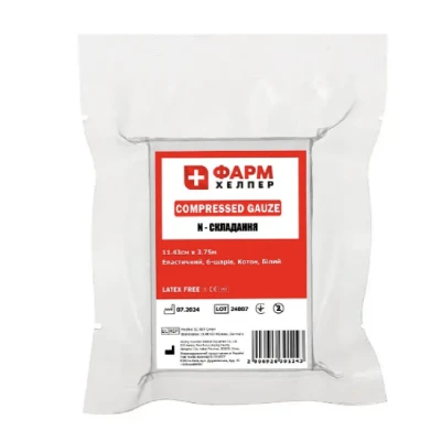 Бинт стерильний для тампонади Фарм Хелпер, 11.4 см х 3.75 м