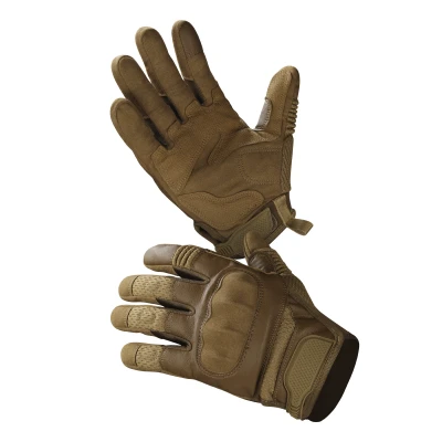 Тактические перчатки Glotac, кожаные. Усиленные вставки на косточках. Цвет Койот