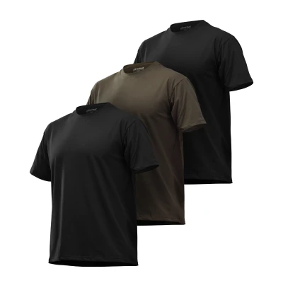 Комплект футболок Basic Military T-shirt без логотипа. Cotton/Elastane, черный -  олива