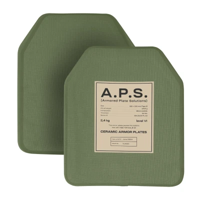 Керамічні бронеплити 6 класу (комплект). Вага 4.8 кг. Розмір M (25х30 см.) A.P.S. Олива