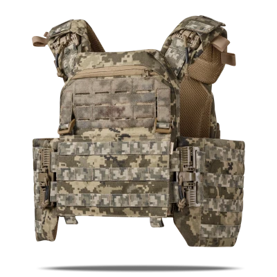 Плитоноска покращена (PRO) зі збільшеними камербандами | під бронеплити 25х30 см.  Піксель (мм-14)