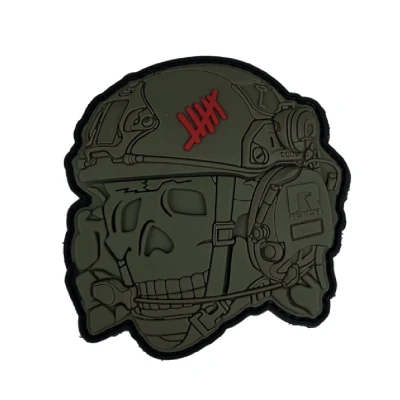Патч (шеврон) «Totenkopf 3D» R3ICH. Мягкий ПВХ пластик. Темная олива