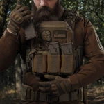 Тройной эластичный подсумок для магазинов АК/АR открытого типа с креплением MOLLE. Койот 7