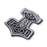 Шеврон (нашивка) Молот Тора на липучці, 10х8 см. Сіро-чорний 2