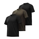 Комплект футболок Basic Military T-shirt без логотипа. Cotton/Elastane, черный -  олива