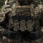 Тройной эластичный подсумок для магазинов АК/АR открытого типа с креплением MOLLE. Пиксель (мм-14) 7