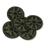 Шеврон (нашивка) Вегвізир компас вікінгів, 7х7 см. Олива 3