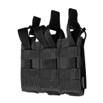 Тройной эластичный подсумок для магазинов АК/АR открытого типа с креплением MOLLE. Черный 2
