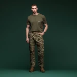 Комплект футболок Basic Military T-shirt. Cotton/Elastane, олива - чорний 5