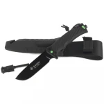 Ніж Ganzo G8012V2 чорний з паракордом та кресалом. Вуглецева сталь