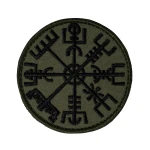 Шеврон (нашивка) Вегвізир компас вікінгів, 7х7 см. Олива