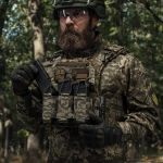 Тройной эластичный подсумок для магазинов АК/АR открытого типа с креплением MOLLE. Пиксель (мм-14) 8