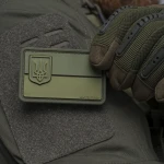 Шеврон флаг Украины с гербом. Мягкий ПВХ пластик. Олива 3