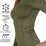 Лонгслів жіночий Pani CoolPass SJ Camotec. Олива 3
