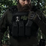 Тройной эластичный подсумок для магазинов АК/АR открытого типа с креплением MOLLE. Черный 7